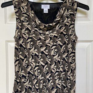 Ann Taylor LOFT Women's lined sleeveless blouse with draped neck and drawstring
